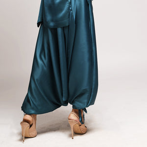 Truvian 212 Fancy Pants – Botanical Silk Harem Pants in Aquamarine