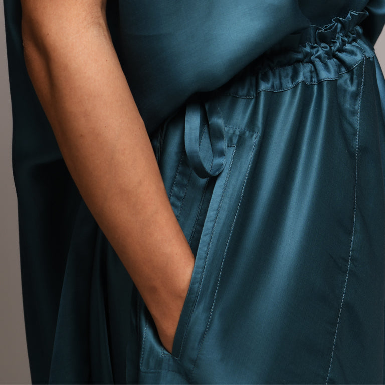 Truvian 212 Fancy Pants – Botanical Silk Harem Pants in Aquamarine